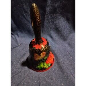 Vintage Cloisonne Enamel Bell Flower Pattern Black Background Turquoise